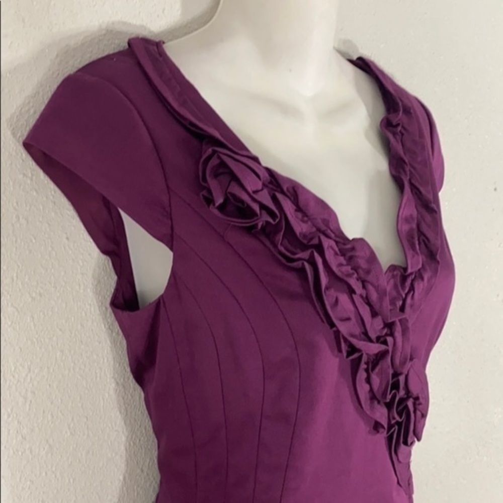 Kay Unger purple ruffle collar flare dress T8 - Picture 7 of 12